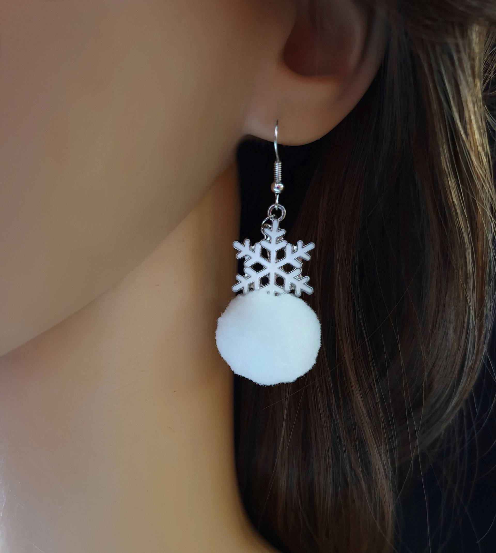 Weihnachten Schneeflocke Ohrring Ohrclip Schneeohrringe, Ohrhänger, Schmuck, Keine Ohrlöcher Durchbohren von mArteShop