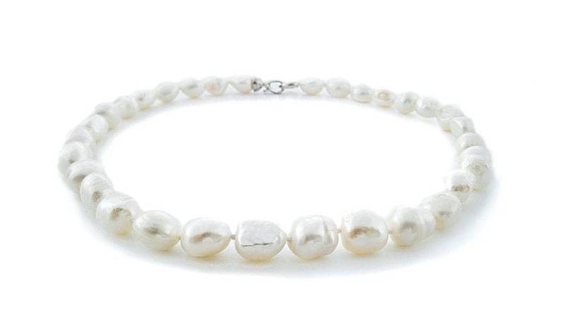 Perlenkette Echte Süßwasser Zuchtperlen Weiß Ø 10 -11 Mm Perle Perlenschmuck Barockperlen 45 cm von mArteShop