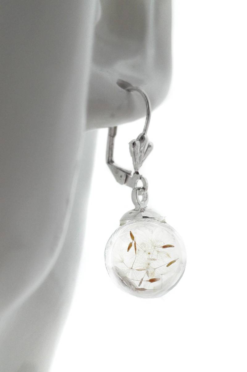 Pusteblume Wunsch Wish Dandelion Terrarium Echt 925 Silber Ohrringe Schmuck von mArteShop