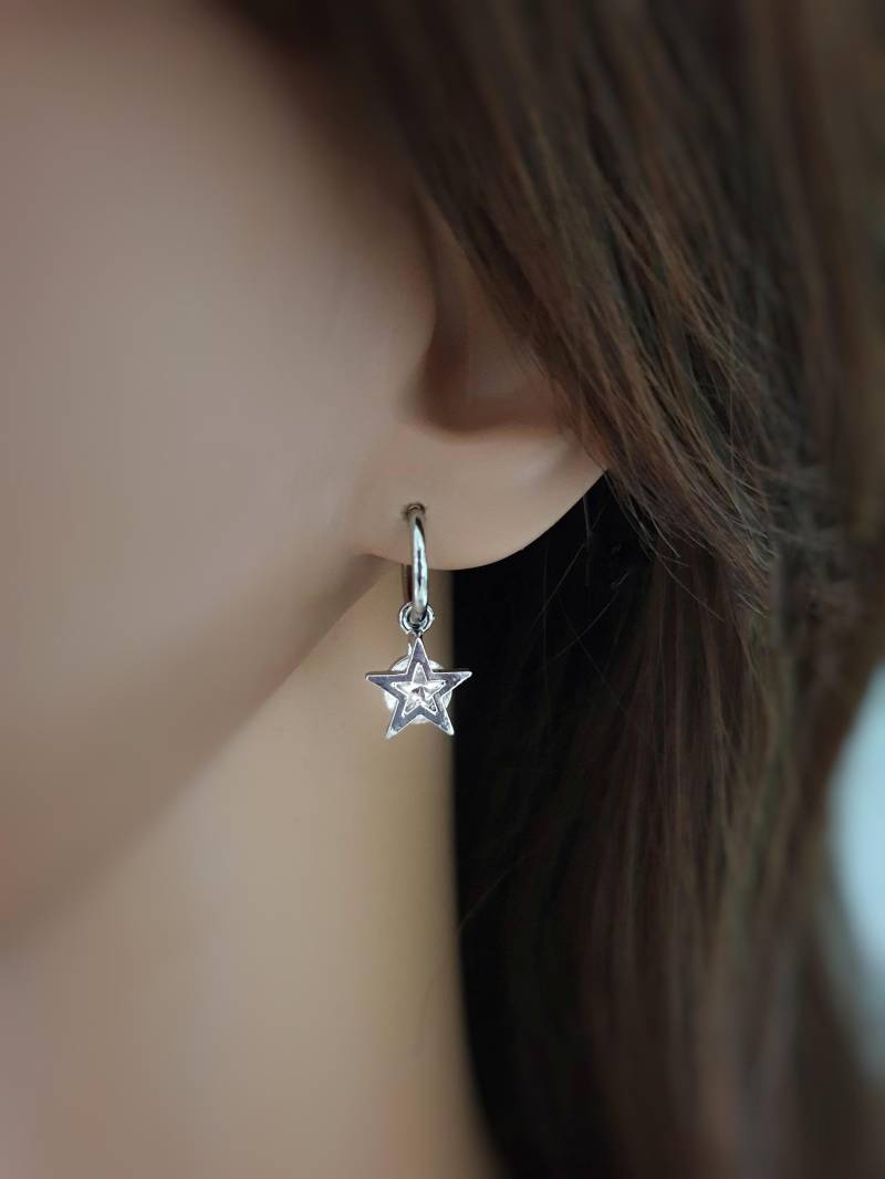 Stern Creolen Ohrclips, Kristall Clip, Ohrring Ohrhänger, Star Ohrclip Schmuck, Keine Ohrlöcher Durchbohren | Clip On Earring von mArteShop