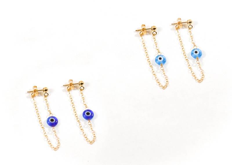 Evil Eye Ohrringe. 14K Gold Filled Oder Sterling Silber. Schutz Talisman Amulett Symbol. Traditionell Dunkelblau Nazar Hellblau Evil Eye Ohrringe. 14K Gold Filled Oder Sterling Silber. Schutz Talisman Amulett Symbol. Traditionell Dunkelblau Nazar Hellblau von mLightly