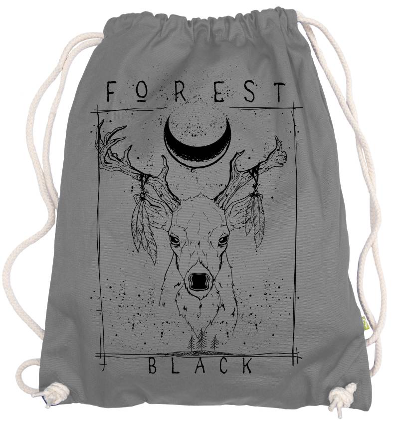 Ma2Ca® - Forrest Black Hirsch Deer Gymsac Turnbeutel Stoffbeutel Tasche Hipster Sportbeutel Rucksack Bedruckt von ma2ca