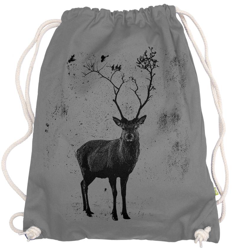 Ma2Ca® - Hirsch Deer Birds Vogel Vögel Gymsac Turnbeutel Stoffbeutel Tasche Hipster Sportbeutel Rucksack Bedruckt von ma2ca