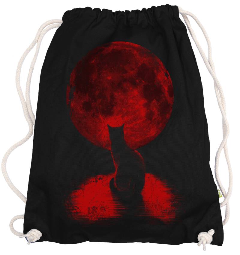 Ma2Ca® - Red Cat Moon Mond Gymsac Turnbeutel Stoffbeutel Tasche Hipster Sportbeutel Rucksack Bedruckt Katze Katzen von ma2ca