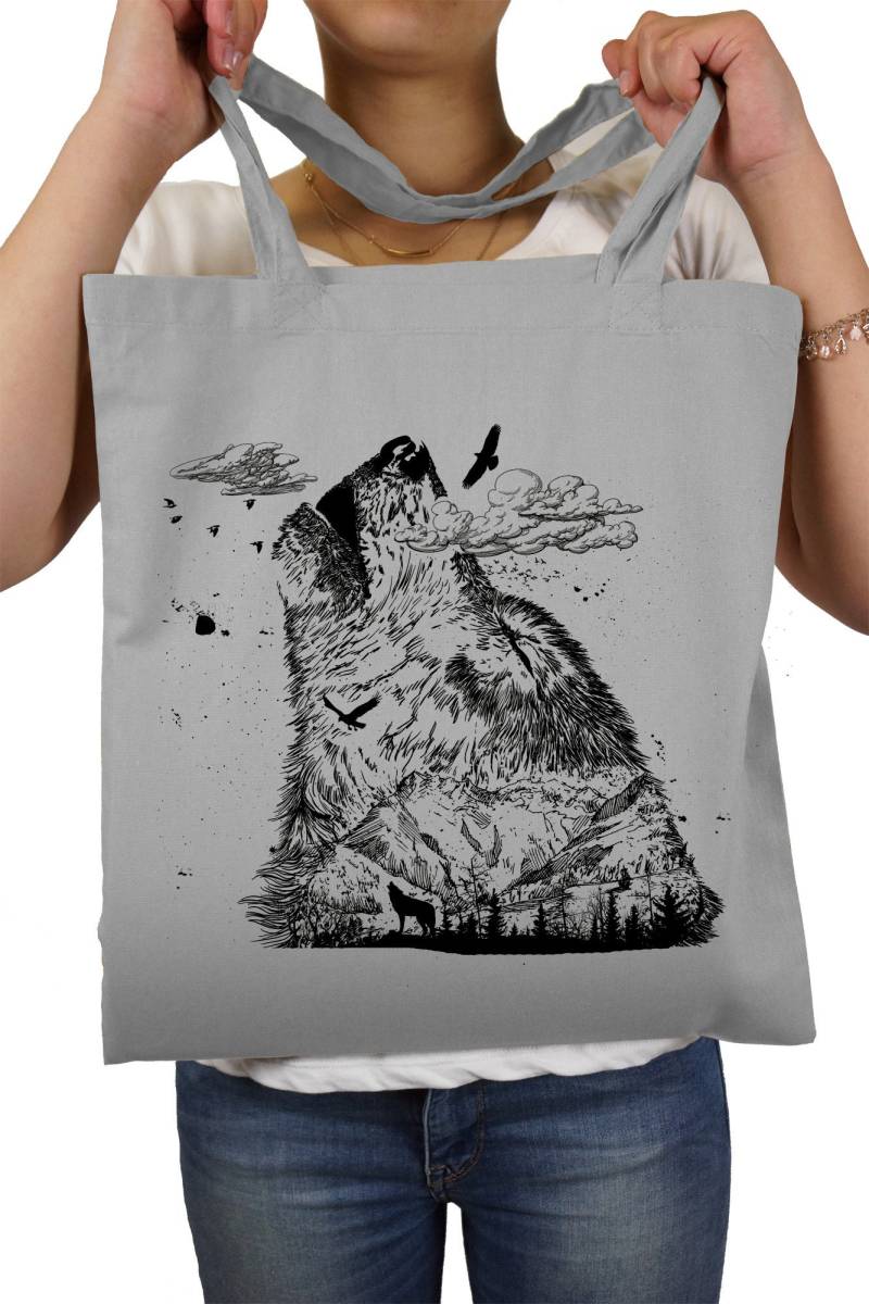 Wolf Mountain Jutebeutel Turnbeutel - Stoffbeutel Hipster Sportbeutel Rucksack Tasche Mit Motiv Bedruckt Tote Bag von ma2ca