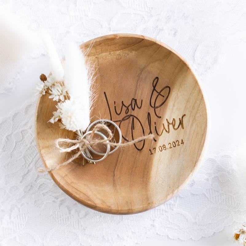 Ringschale - Handwritten | Ringbox Aus Teakholz, Ring-Aufbewahrung Für Brautpaare, Teller Eheringe von maberyDE