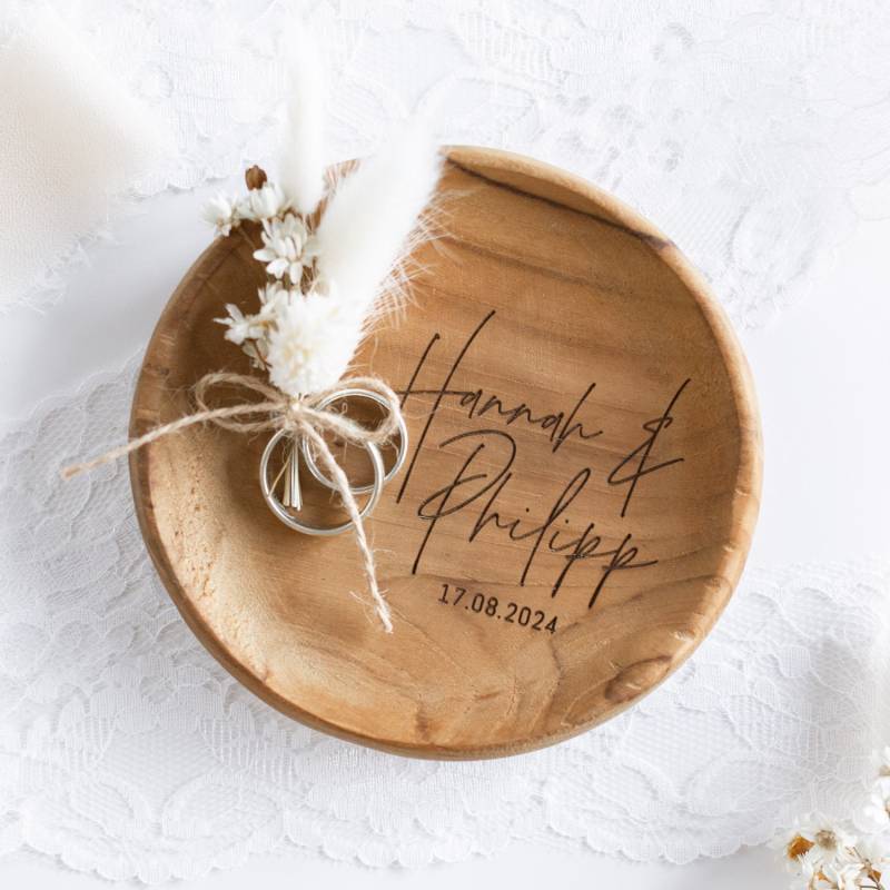 Ringschale - Modern | Ringbox Aus Teakholz, Ring-Aufbewahrung Für Brautpaare, Teller Eheringe von maberyDE