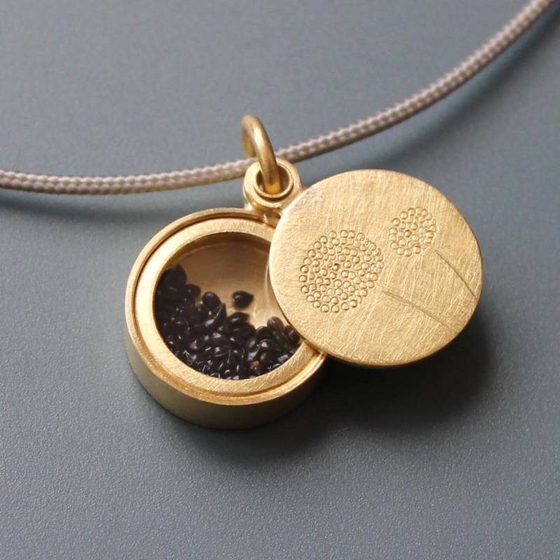 Goldenes Medaillon Mit Pusteblumen Vergissmeinnicht Samen von mabotte