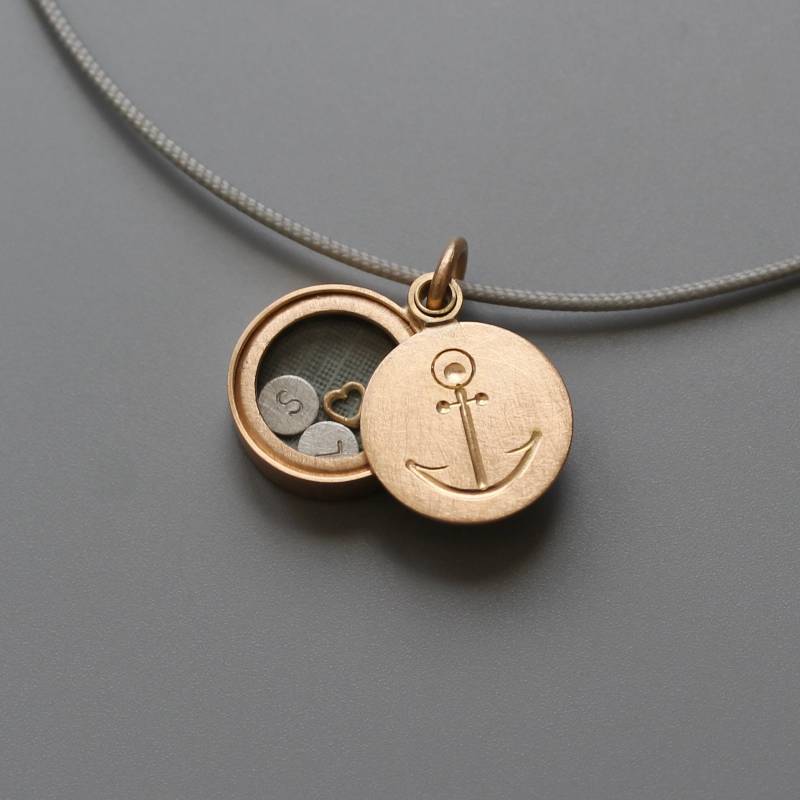 Rosegold Medaillon Zum Befüllen Anker von mabotte