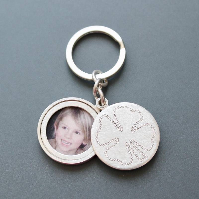 Medaillon Schlüsselanhänger Für Ein Foto Aus Sterling Silber Mit Kleeblatt von mabotte