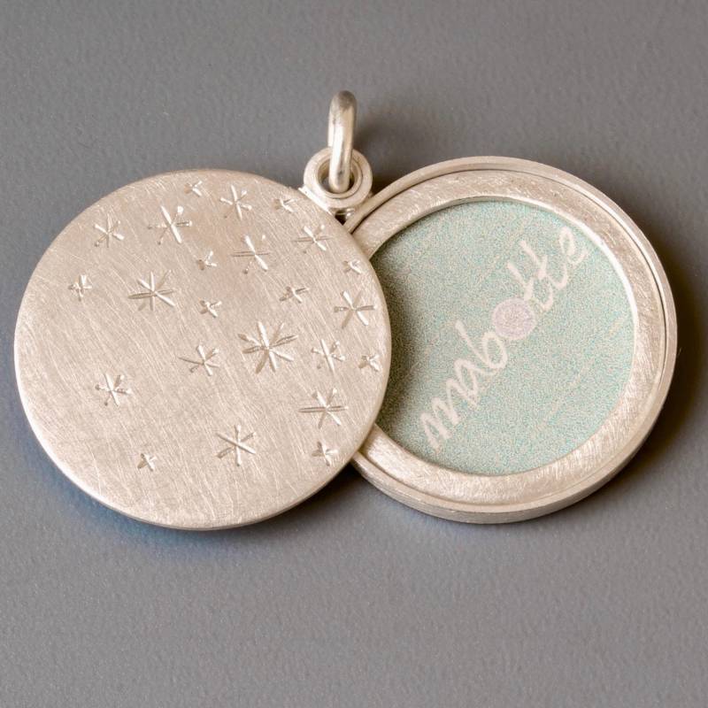 x-Mas Handgearbeitetes Fotomedaillon Mit Design Sternennacht Aus Sterling Silber von mabotte