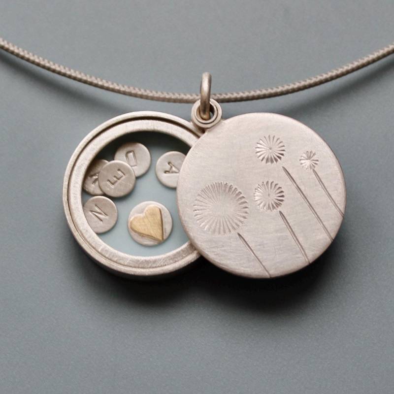 x-Mas Modernes Glasmedaillon Aus Silber Mit Pusteblumen von mabotte