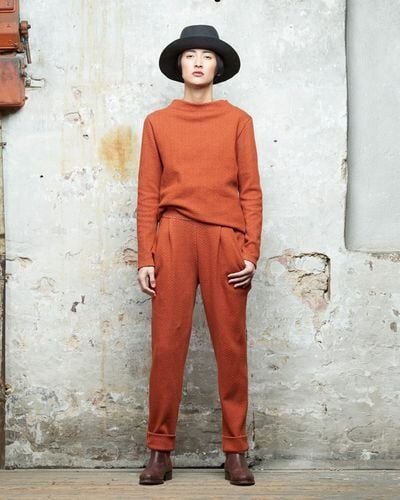 macarons Rostfarbene Hose - Pants Herringbone von macarons