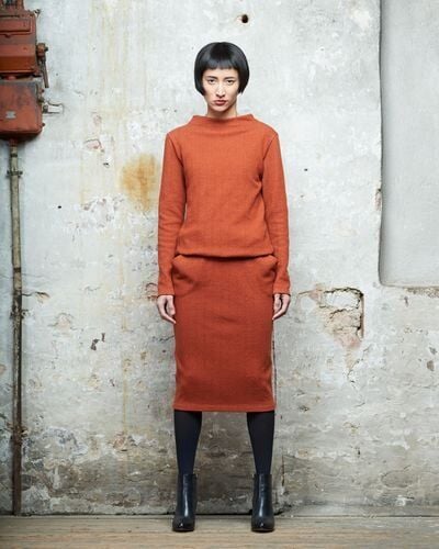 macarons Rostfarbener Stiftrock - Skirt Herringbone von macarons