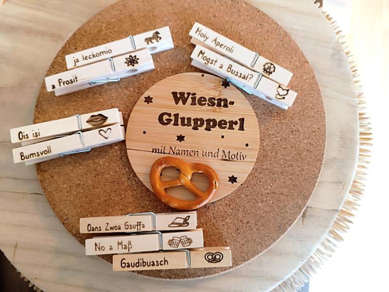 Oktoberfest Glupperl Wiesnglupperl Name Wäscheklammer Tracht von maclinohandmade