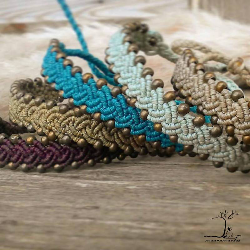 Makramee Armband Mit Messingperlen Geflochtenes Boho von macramental