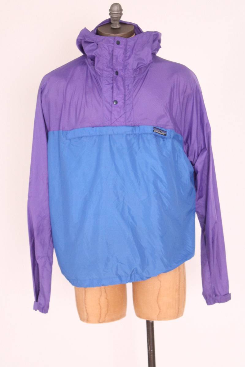 Vintage Patagonia Blau + Lila Farbe Block Rip Stop Gitter Windbreaker Jacke 1990Er Jahre Kapuze Sportliche Work Out Klettern Mantel Größe Xl von mad4modvintage