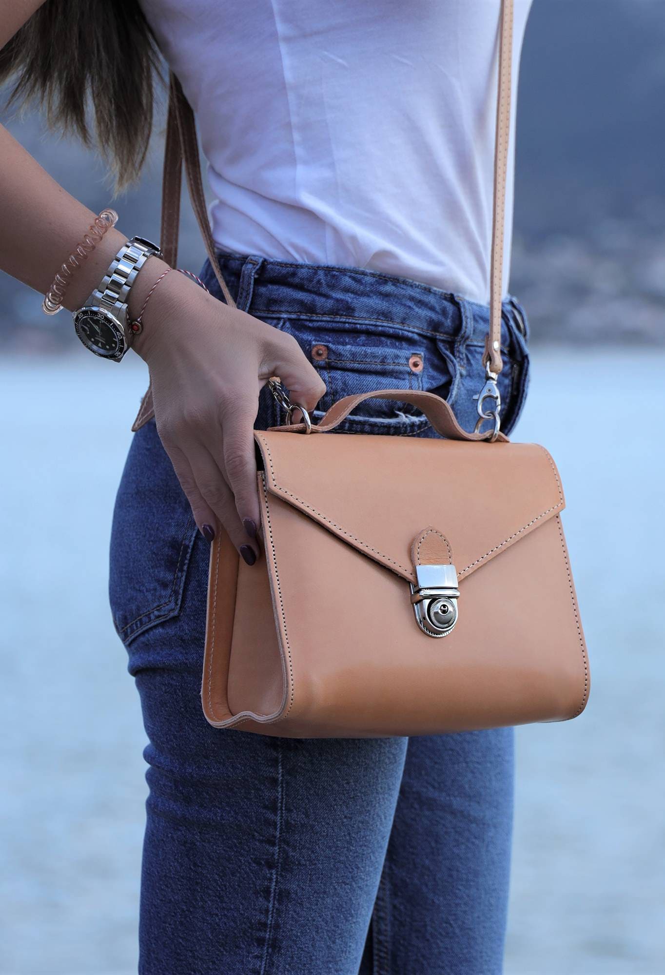 Crossbody Damen Handtasche, Braune Ledertasche Für Frauen, Schultertasche Mit Verstellbarem Gurt, Geldbörse, Satteltasche, Brauner Kleiner Rucksack von madammeshushu