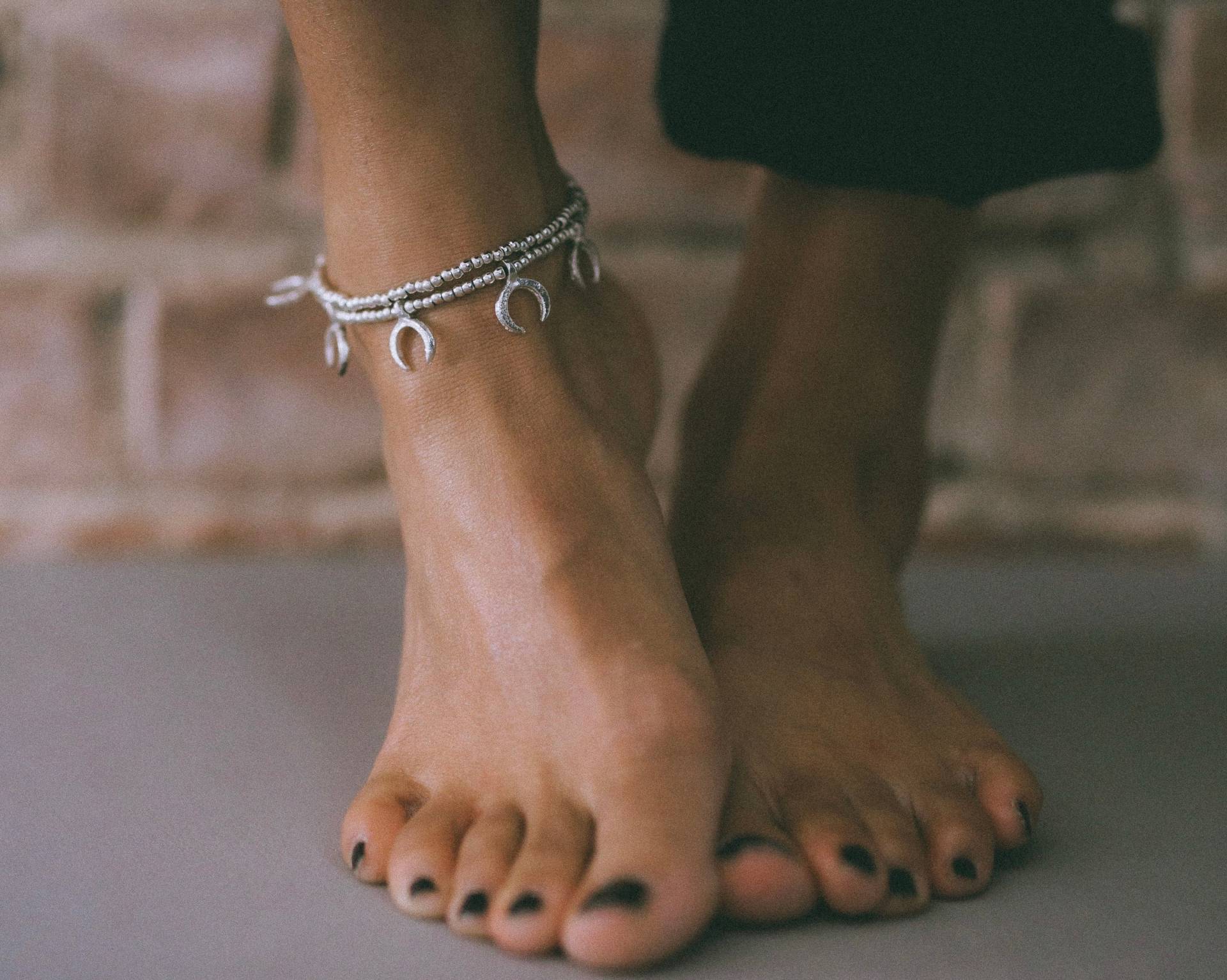 Mond Fußkette Perlen | Fußkettchen Gold Silber Schmuck Boho Brautschmuck von madeAbroad