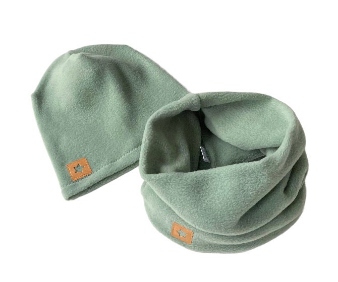 Beanie Loop Set Kinder Fleece Winterset Altmint von madebyMaryiaAppelt