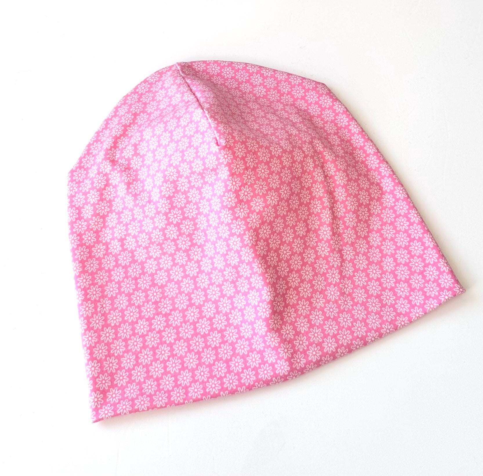 Beanie Mädchen Doppellagig, Blumen Rosa/Weiss Ku51/52 von madebyMaryiaAppelt