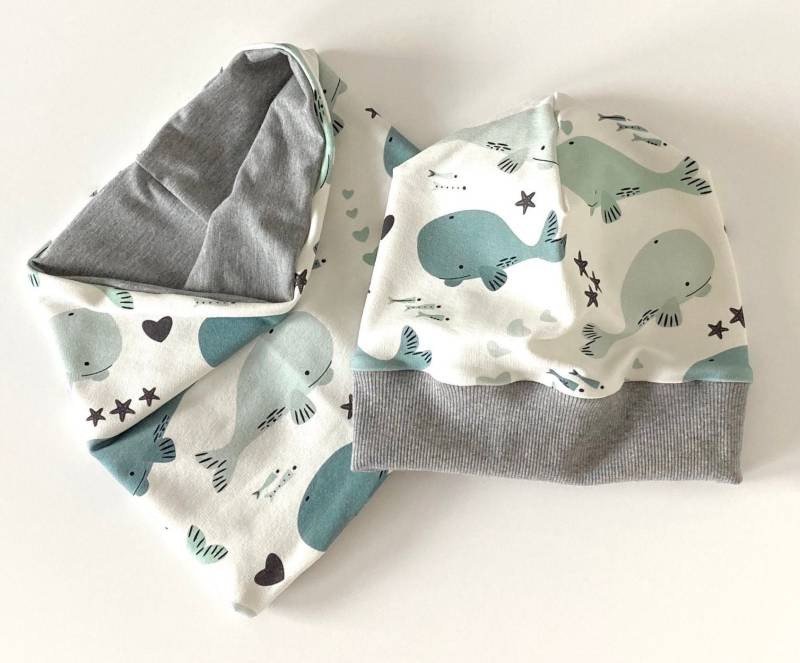 Beanie Und Loop Set Kinder Wale von madebyMaryiaAppelt