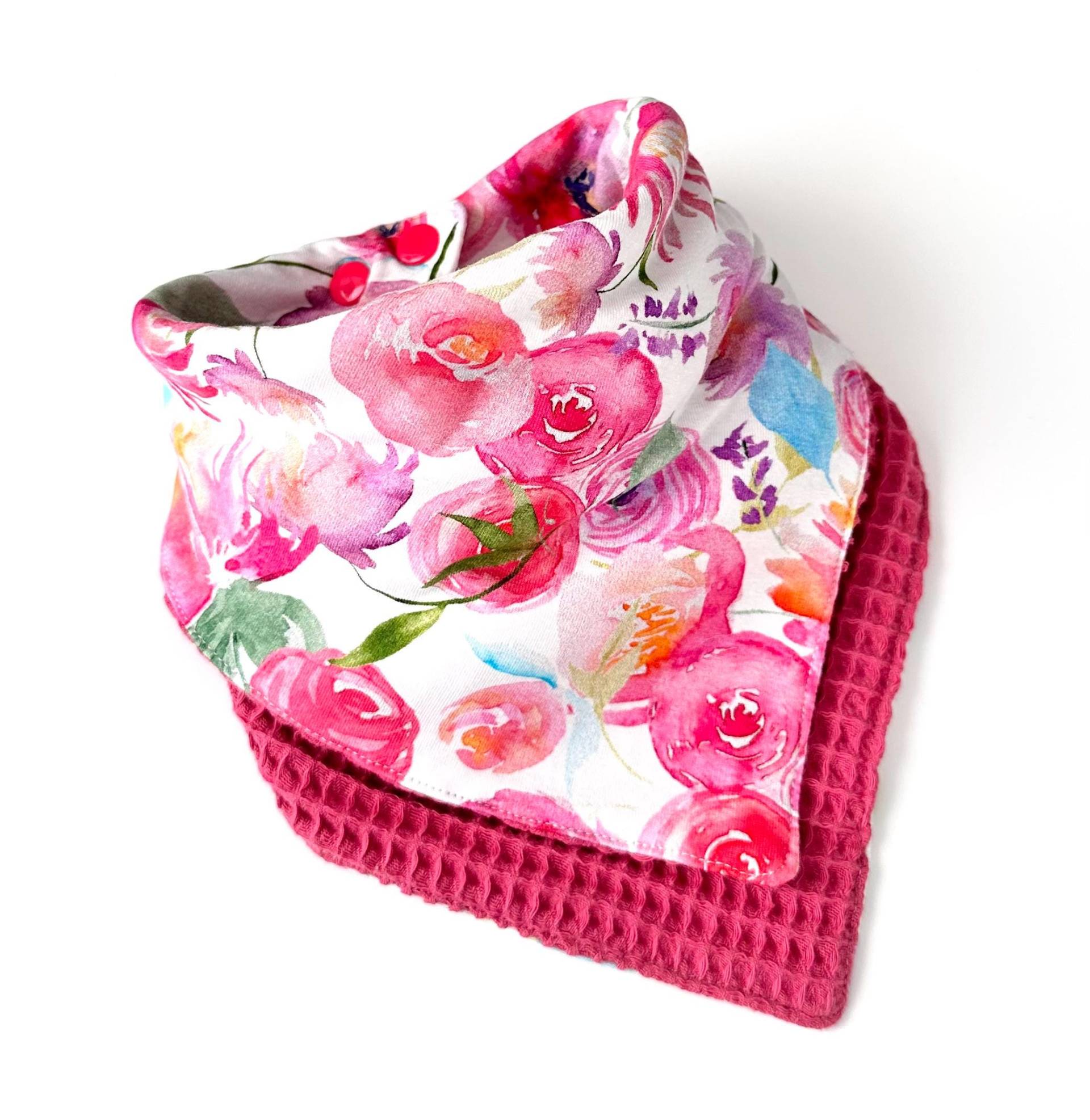 Mädchen Halstuch Im Lagenlook Gr.6-24 Monate, Blumen Korallenrot von madebyMaryiaAppelt