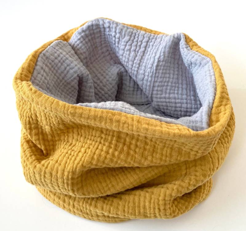 Kinder Schal Aus Musselin Senfgelb/Hellgrau von madebyMaryiaAppelt