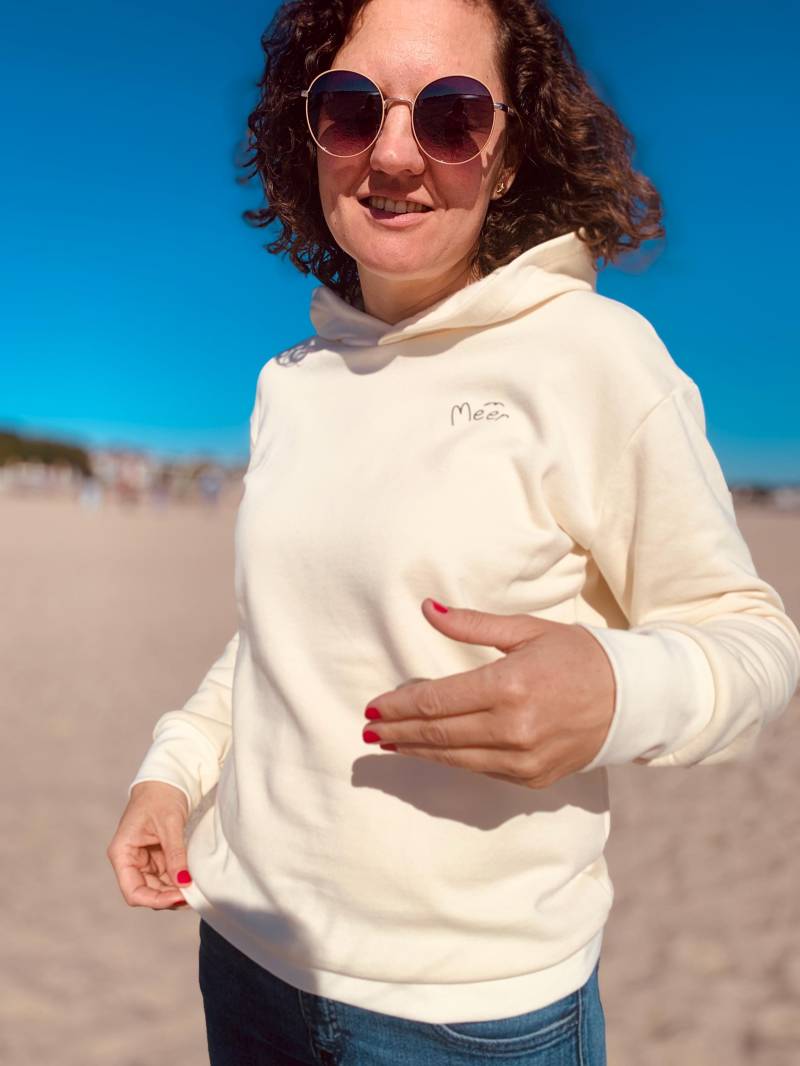 Bio Damen Hoodie "Meer" Sweat Creme, Kapuzenpullover Maritim, Sweatshirt Damen, Sweater, Pulli Uni, Baumwolle, Größe 34-46 von madebyTinaShop