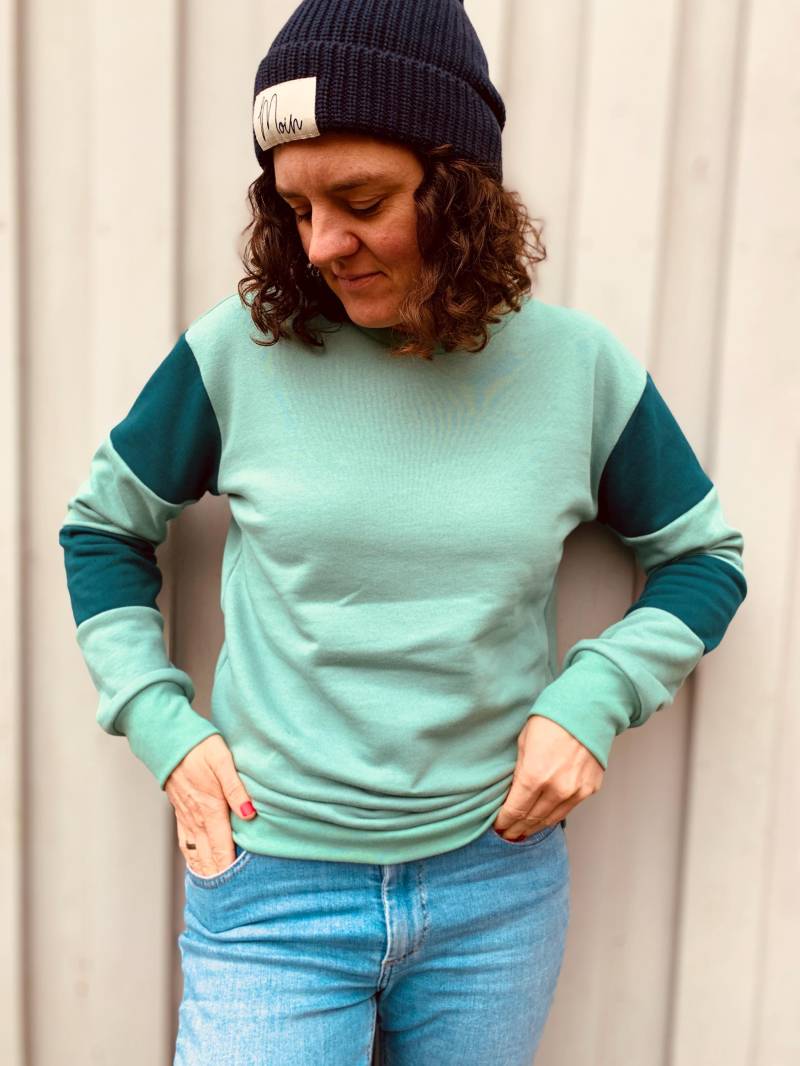 Damen Pullover Mint & Petrol, Sweatshirt Mehrfarbig, Aus Bio Baumwolle, Ausgefallen, Pulli Bunt, Größe 34-46 von madebyTinaShop