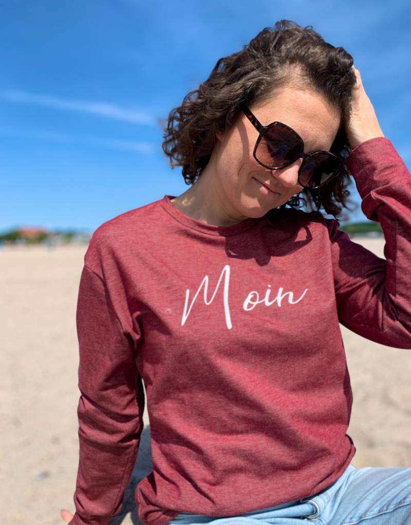 Damen Pullover Moin Moin, Maritimer Pullover, Sweatshirt Damen, Selbstgenähter Größe 36-44 von madebyTinaShop