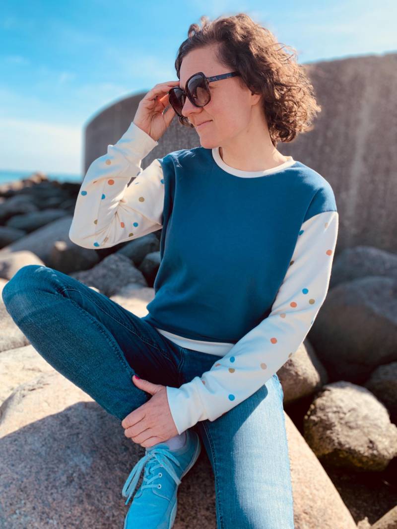 Damen Pullover Sweat Dots, Sweatshirt Mit Bunten Punkten, Sweatshirt, Polka Auch Als Kapuzenpullover Im Shop, Konfetti, Größe 34-46 von madebyTinaShop