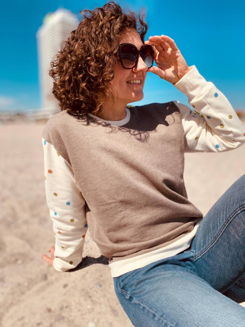 Damen Pullover Sweat Dots, Sweatshirt Mit Bunten Punkten, Sweatshirt, Polka Auch Als Kapuzenpullover Im Shop, Konfetti, Größe 34-46 von madebyTinaShop