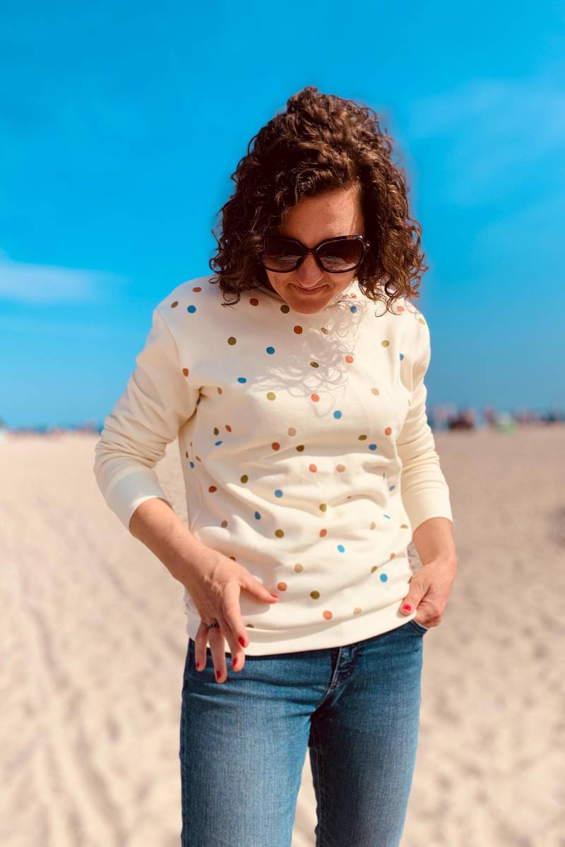 Damen Pullover Sweat Dots, Sweatshirt Mit Bunten Punkten, Sweatshirt, Polka Auch Als Kapuzenpullover Im Shop, Konfetti, Größe 34-46 von madebyTinaShop