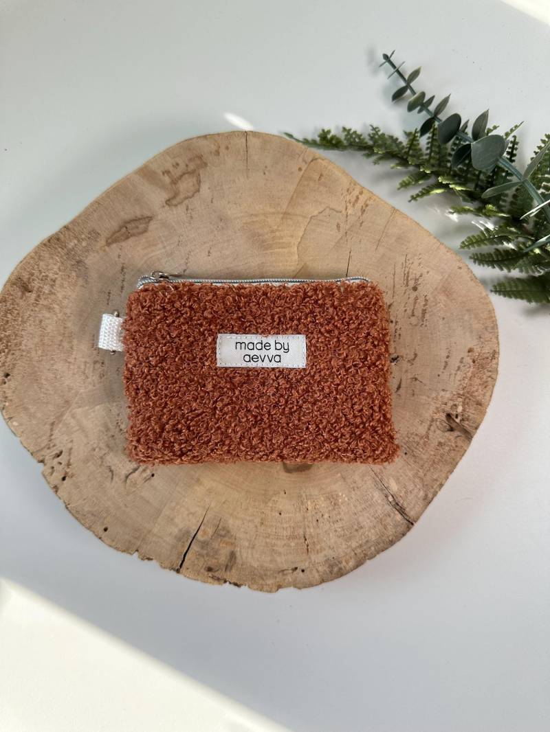 Kleiner Handgemachter Mini-Geldbeutel Aus Teddystoff in Kupfer Mit D-Ring/Madebyaevva Handgemachtes Geschenk von madebyaevva
