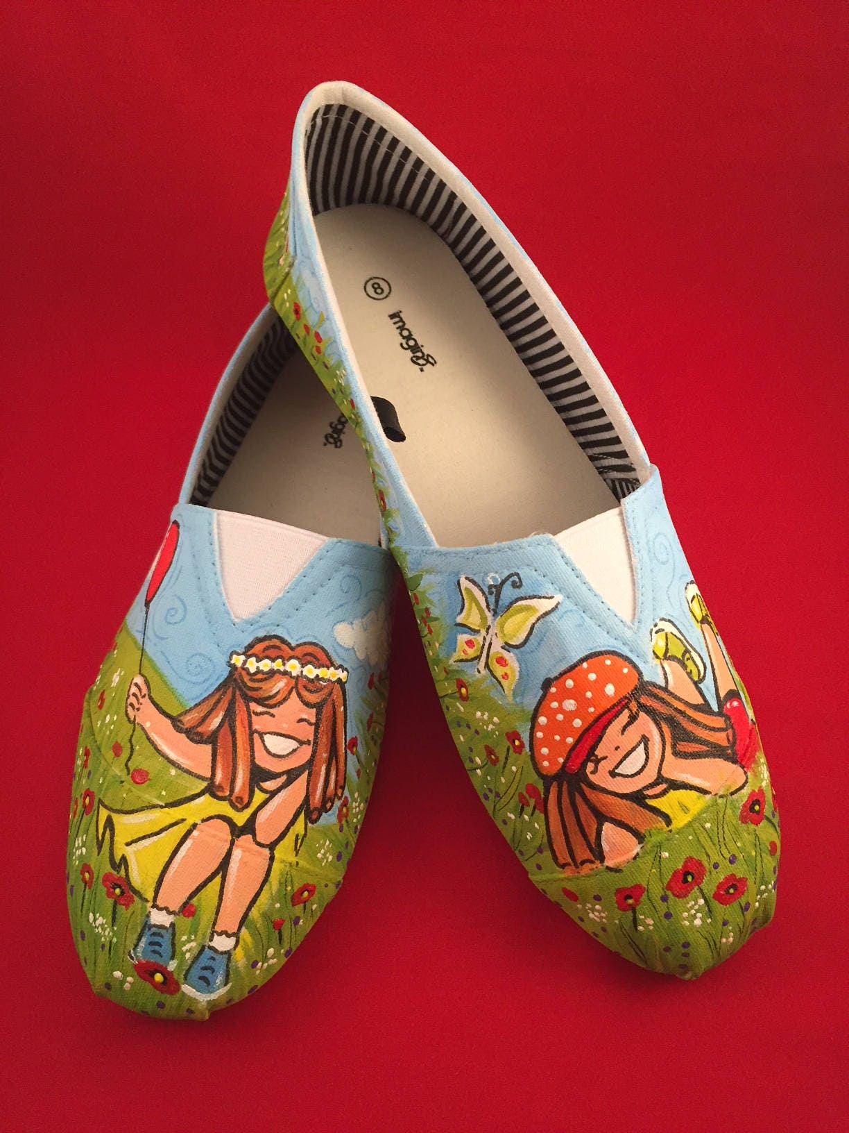 Bemalte Schuhe, Bemalte Canvas Damen Handbemalte Original Kunstwerk, Happy Face, Smiley Bunte Bemalte Schuhe, Bemalte Canvas Damen Handbemalte Original Kunstwerk, Happy Face, Smiley Bunte von madebyaylin
