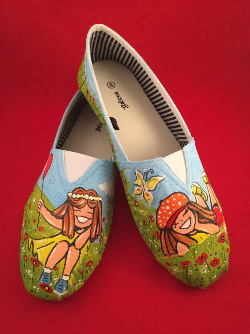 Bemalte Schuhe, Bemalte Canvas Damen Handbemalte Original Kunstwerk, Happy Face, Smiley Bunte Bemalte Schuhe, Bemalte Canvas Damen Handbemalte Original Kunstwerk, Happy Face, Smiley Bunte von madebyaylin