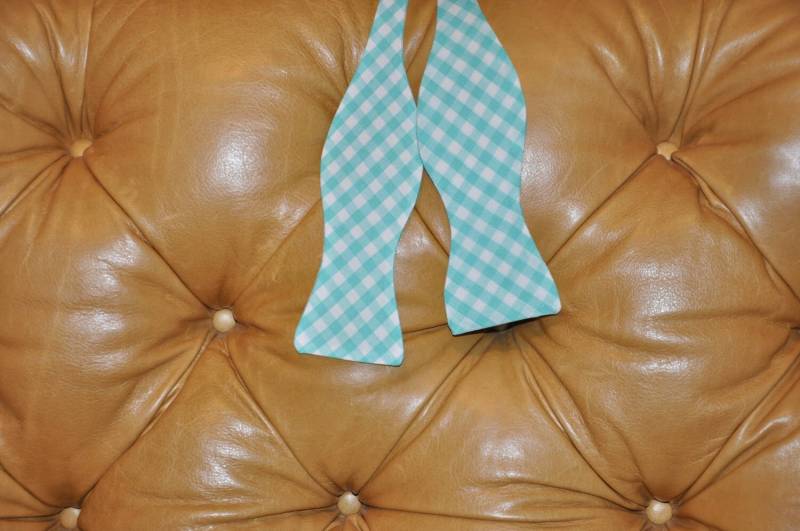 Fliege Verstellbar Großes Vichykaro Türkis von madebygigishands