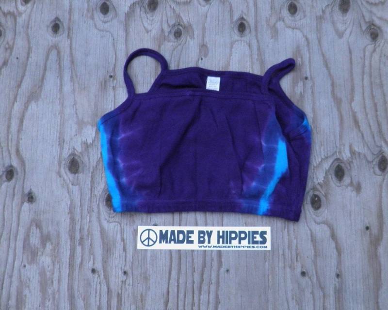 Blau Lila Batik Crop Top | Dharma Trading Co. Gr. Xl | Einzelstück von madebyhippies