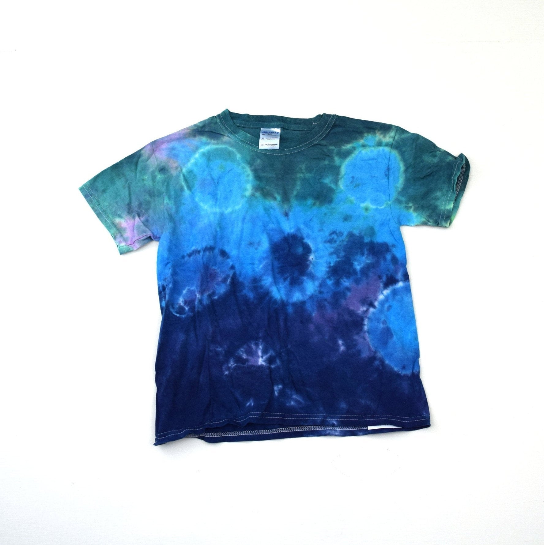 Shibori Kollektion #48 ~ Tie Dye Kumo Spots&dots Kinder Kurzärmeliges T-Shirt | Gildan Heavy Cotton Youth Size M(One Of A Kind von madebyhippies