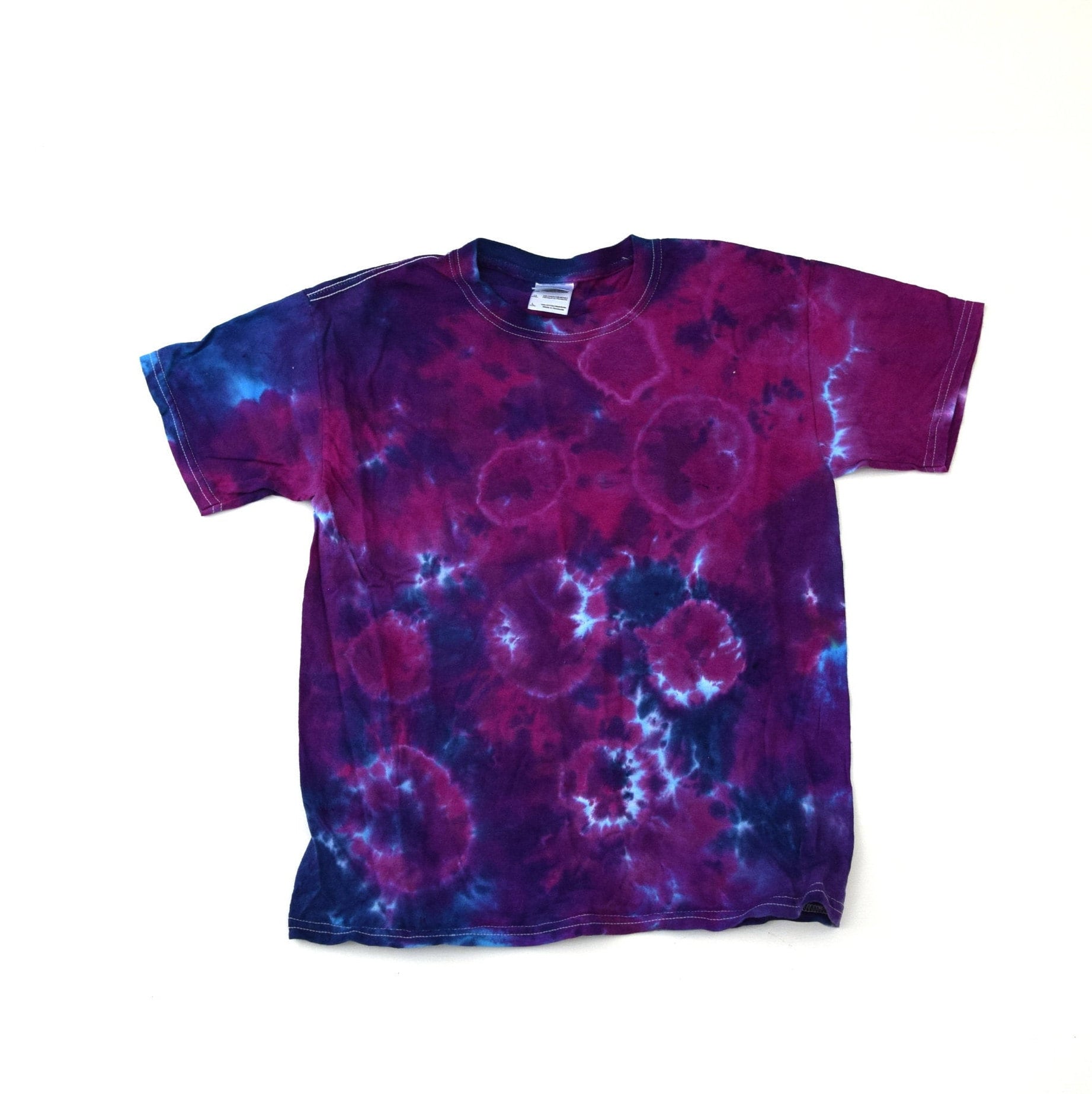 Shibori Kollektion #62 ~ Tie Dye Kumo Spots&dots Kinder Kurzärmeliges T-Shirt | Gildan Heavy Cotton Youth Size L(One Of A Kind von madebyhippies