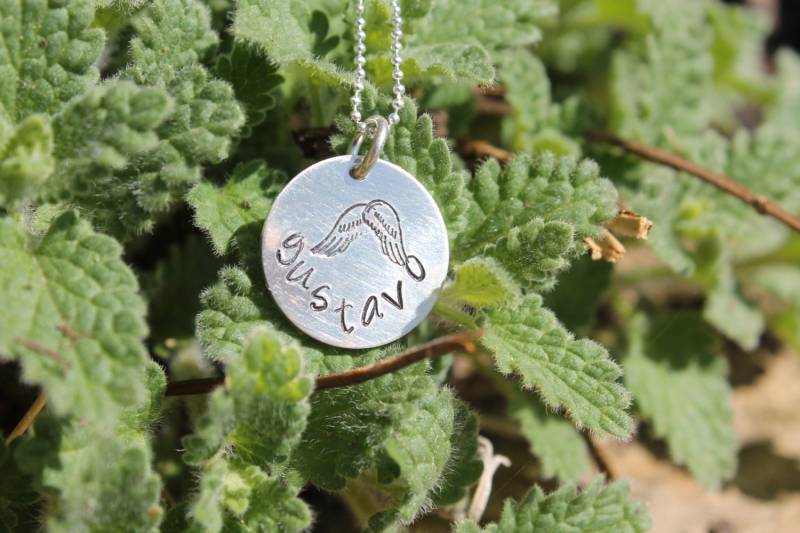 Silberherz Personalisierte Sterling Silver Wing Halskette, Halskette Memorial, Erinnerung Schmuck, Wings Engel Silberherz Personalisierte Sterling Silver Wing Halskette, Halskette Memorial, Erinnerung Schmuck, Wings Engel von madebyjana