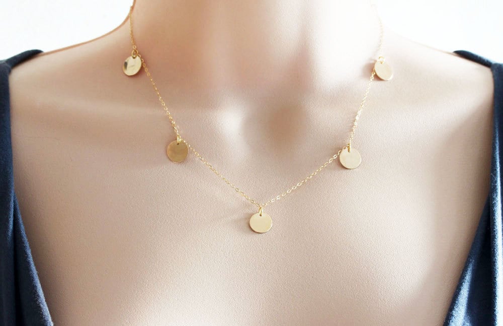 Gold Disk Halskette Goldmünze Minimal Filled Geschenk Für Sie von madebymoe