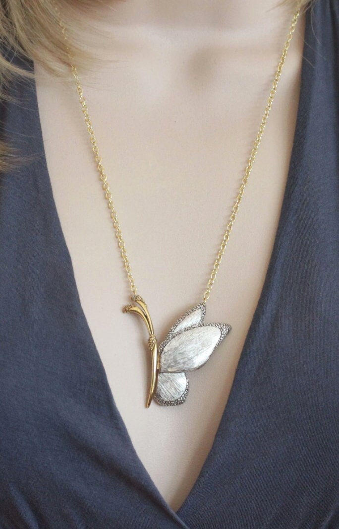 Vintage Silber Schmetterling Anhänger Halskette - Lc Lauren Conrad Design von madebymoe