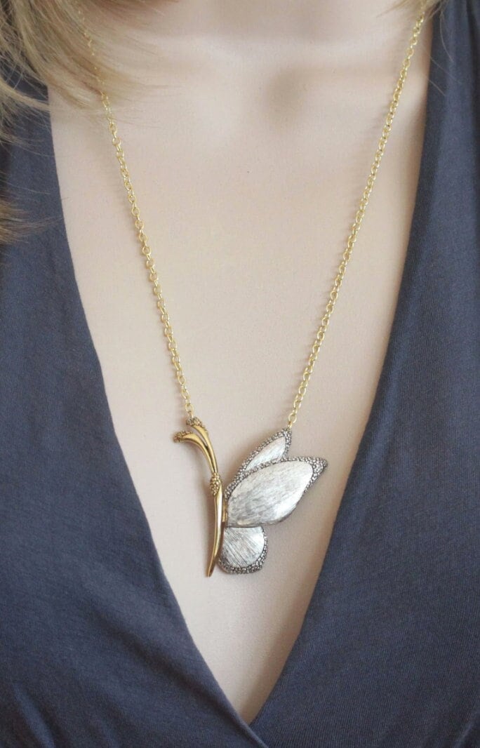 Vintage Silber Schmetterling Anhänger Halskette - Lc Lauren Conrad Design von madebymoe