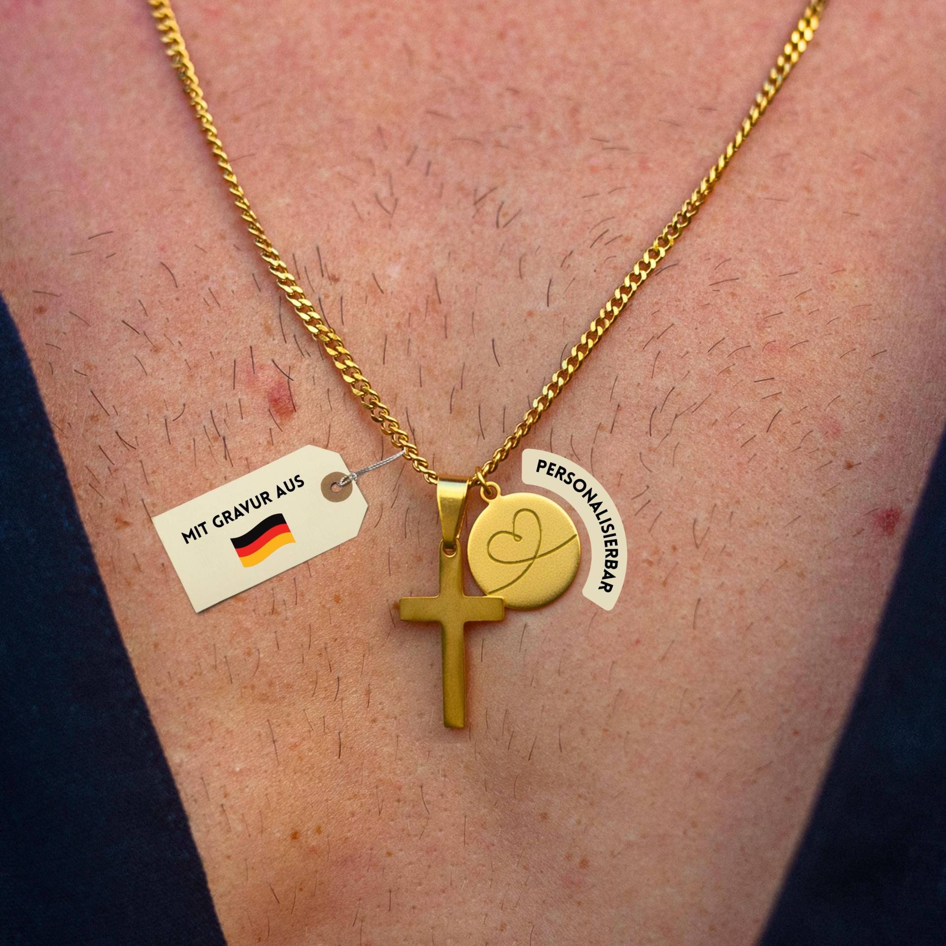 Personalisierte Kreuzkette Aus Edelstahl Kette Mit Wunschgravur Personalisiertes Geschenk Konfirmation Taufe von madebynami