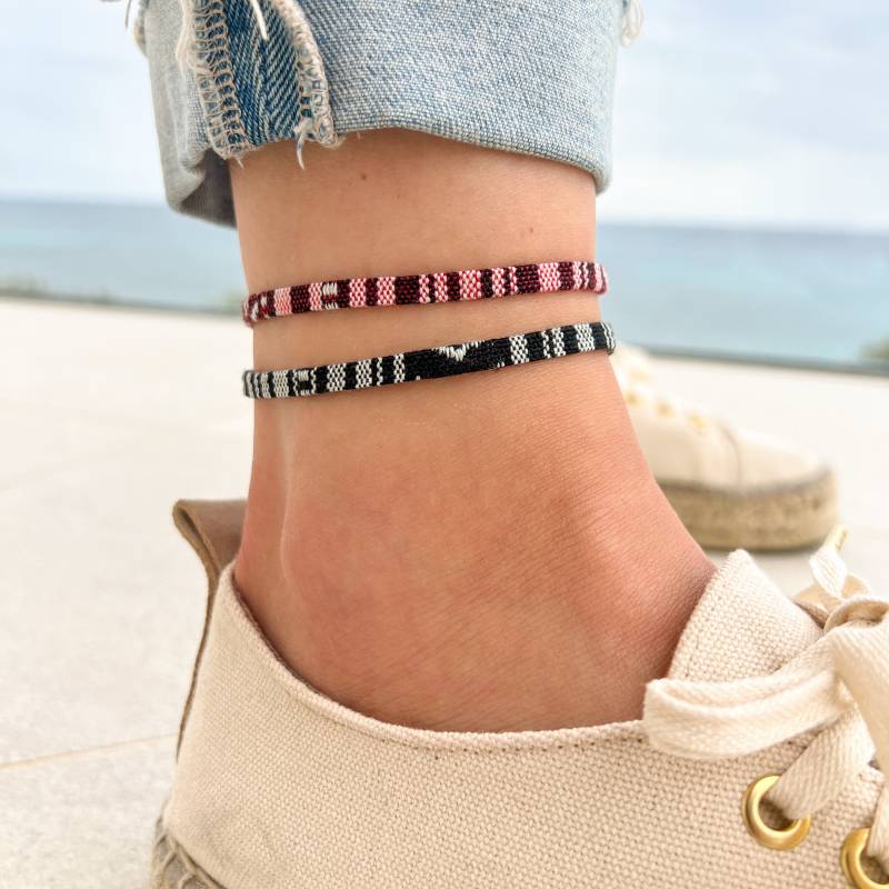 Surfer Strand Fußband 2Er Set Damen Und Herren - Boho Ethno Fußkettchen Frauen Handmade Festival Schmuck 100% Wasserfest & Verstellbar von madebynami