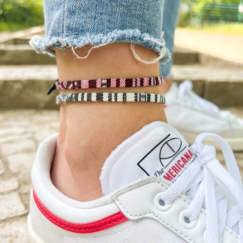 Surfer Strand Fußband 2Er Set Damen Und Herren - Boho Ethno Fußkettchen Frauen Handmade Festival Schmuck 100% Wasserfest & Verstellbar von madebynami