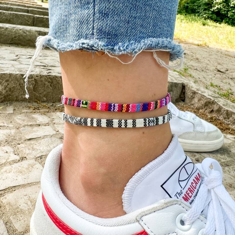 Surfer Strand Fußband 2Er Set Damen Und Herren - Boho Ethno Fußkettchen Frauen Handmade Festival Schmuck 100% Wasserfest & Verstellbar von madebynami
