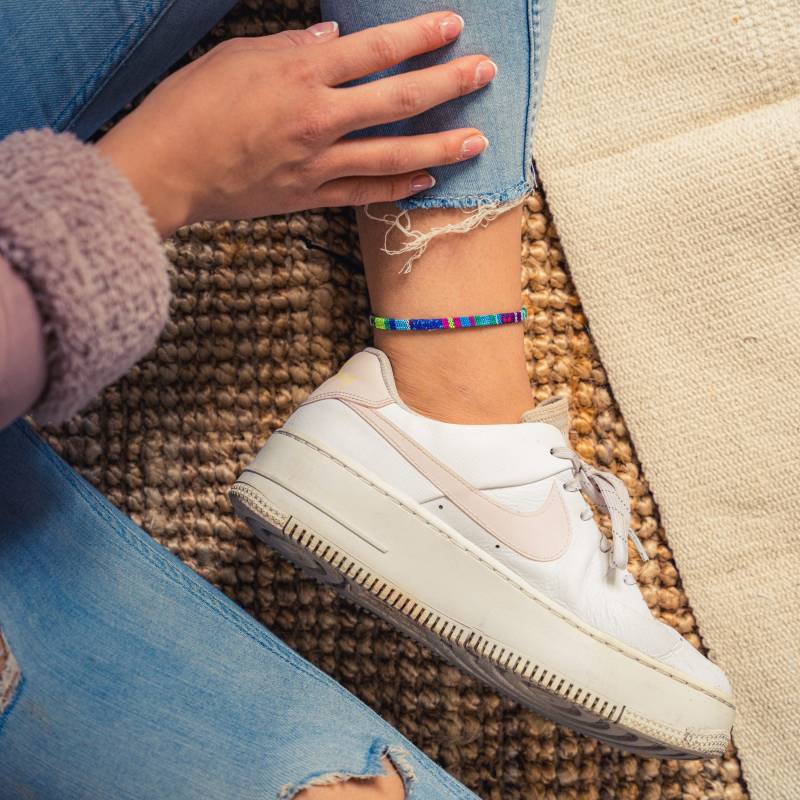 Surfer Strand Fußband Für Damen Und Herren - Boho Ethno Fußkettchen Frauen Handmade Festival Schmuck Wasserfest & Verstellbar Türkis von madebynami